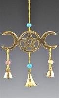 CLB27<br><br> 4 Pieces Triple Moon Brass Chime with Beads - 9"L