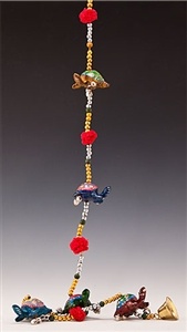 5 Lac Turtle with miniature bells and beads on string