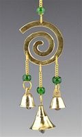 CLB29<BR><BR>4 Pieces Spiral Brass Chime with Beads - 9"L