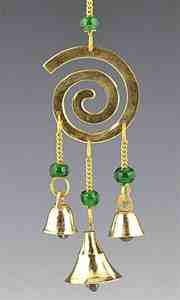 CLB29<br><br> 4 Pieces Spiral Brass Chime with Beads - 9"L