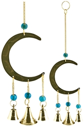 CLB36<BR><BR>4 Pieces Moon Brass Chime with Beads - 9"L