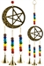 CLB42<BR><BR>4 Pieces Moon/Pentacle Brass Chime with Beads - 9"L