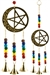 CLB42<br><br> 4 Pieces Moon/Pentacle Brass Chime with Beads - 9"L