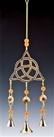 CLB52<br><br> 4 Pieces Triquetra Brass Chime with Beads - 12"L