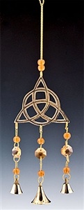 CLB52<br><br> 4 Pieces Triquetra Brass Chime with Beads - 12"L