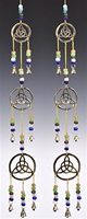 CLB77<br><br> 2 Pieces Triple Triquetra Brass Chime with Beads - 25"L