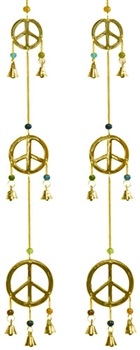 Three Peace Sign Brass Chime