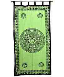 Wholesale Curtain - Green Aztec Calendar Curtain