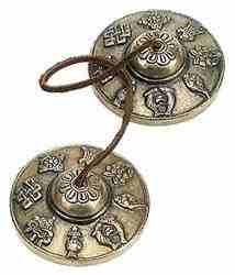 CYM05<br><br> 8 Auspicious Symbols Tibetan Cymbal - 2.5"D