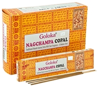 GL101<BR><BR>Goloka Nagchampa Copal Incense - 15 Gram Pack (12 Pack Per box)