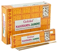 GL103<BR><BR>Goloka Nagchampa Jasmine Incense - 15 Gram Pack (12 Pack Per box)