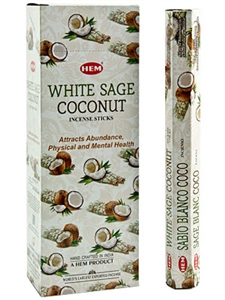 Wholesale Hem White Sage Coconut Incense - 20 Sticks Hex Pack