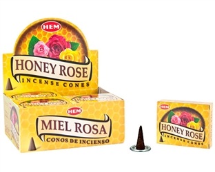 Wholesale Cone Incense - Hem Honey Rose Cones Incense