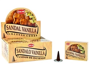 Wholesale Cone Incense - Hem Sandal Vanilla Cones Incense