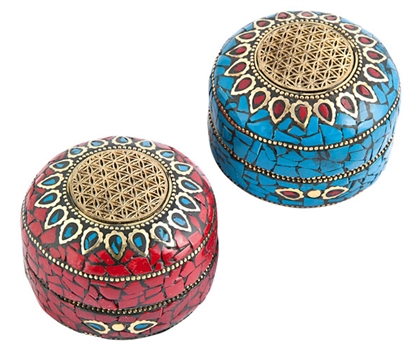 Wholesale Flower of Life Tibetan Stone Inlay Jewelry Box Set