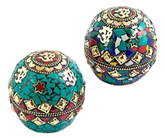 Wholesale Om Symbol Tibetan Stone Inlay Jewelry Box Set