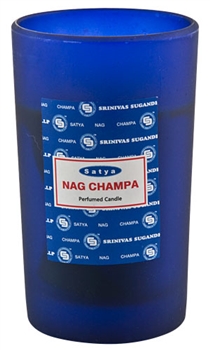 Wholesale Satya Nag Champa Candle in Blue Frosted Sham Cup