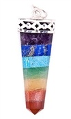 PDT101<BR><BR>7 Stacked Stone Chakra Pendant - 2"H