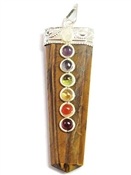 PDT107<BR><BR>Tiger Eye 7 Chakra Pendant - 2"H