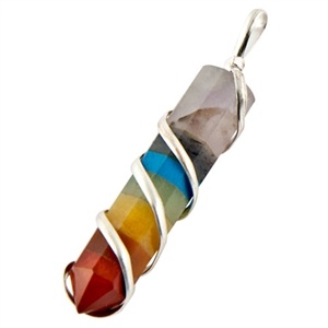 Wholesale Seven Chakra Bonded Pencil Point Wrap Pendant