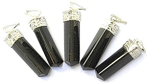 Wholesale Black Tourmaline Pencil Point Pendant