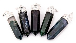Wholesale Moss Agate Pencil Point Pendant