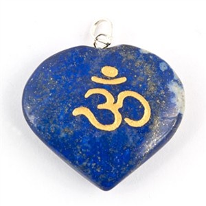 Wholesale Lapis Lazuli Heart Om Symbol Pendant