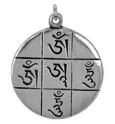 PDT85<BR><BR>2 Pieces Tibetan Om White Metal Pendant - 1.5"D