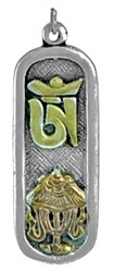 PDT86<br><br> 2 Pieces  Tibetan Om Symbol 3 Tone White Metal Pendant - 2"H