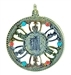 PDT89<br><br> 2 Pieces Tibetan Kalachakra 3-tone White Metal Pendant - 1.5"D