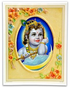 POS101<br><br> Baby Krishna Poster on Cardboard - 15"x20"