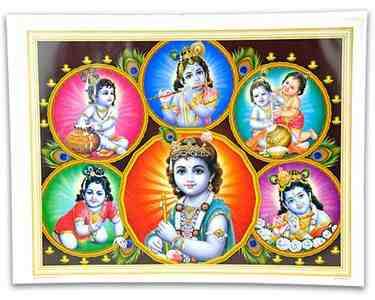 POS103<br><br> Lord Krishna Poster on Cardboard - 15"x20"