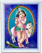 POS104<br><br> Baby Krishna Playing Flute Poster on Cardboard