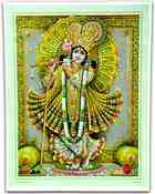 POS107<br><br> Lord Krishna Playing Flute Poster on Cardboard