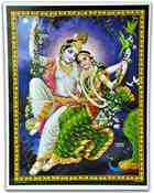 POS111<br><br> Radha and Krishna On Swing Poster on Cardboard - 15"x20"