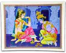 POS113<br><br> Radha and Krishna Rangoli Poster on Cardboard - 15"x20"