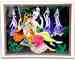 POS114<BR><BR>Radha and Krishna on swing with Gopis - 15"X20"