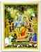 POS115<br><br> Radha and Krishna on swing with Gopis Poster on Cardboard - 15"x20"