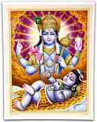 POS152<br><br> Sri Vishnu Blessing Lord Shiva Poster on Cardboard - 15"x20"