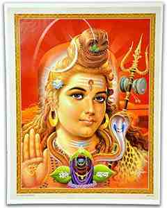 POS234<br><br> Lord Shiva Blessing Poster on Cardboard - 15"x20"