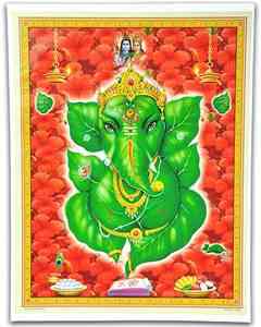 POS255<br><br> Lord Ganesh  Poster on Cardboard - 15"x20"