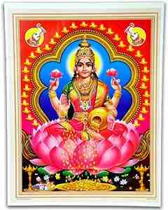 POS304<br><br> Goddess Laxmi Poster on Cardboard - 15"x20"