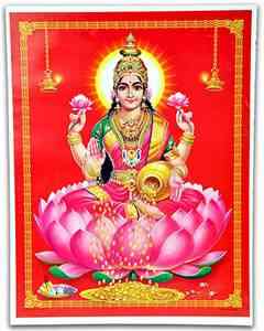 POS305<br><br> Goddess Laxmi Poster on Cardboard - 15"x20"
