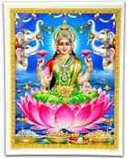 POS306<BR><BR>Goddess Laxmi Poster on Cardboard - 15"x20"