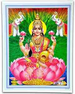 POS307<br><br> Goddess Laxmi Poster on Cardboard - 15"x20"