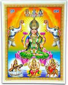 POS310<br><br> Goddess Laxmi Poster on Cardboard - 15"x20"