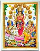 POS352<BR><BR> Laxmi, Ganesh & Saraswati Poster on Cardboard - 15"x20"