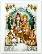 POS482<BR><BR>Lord Shiva Family Poster on Cardboard - 15"x20"