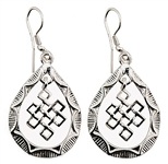 RNG105<BR><BR>Endless Knot White Metal Earrings - 0.75" W