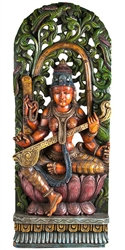 Wooden Saraswati Statue